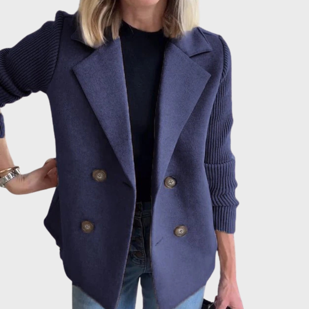 Ella | Elegant Autumn Knit-Sleeve Blazer