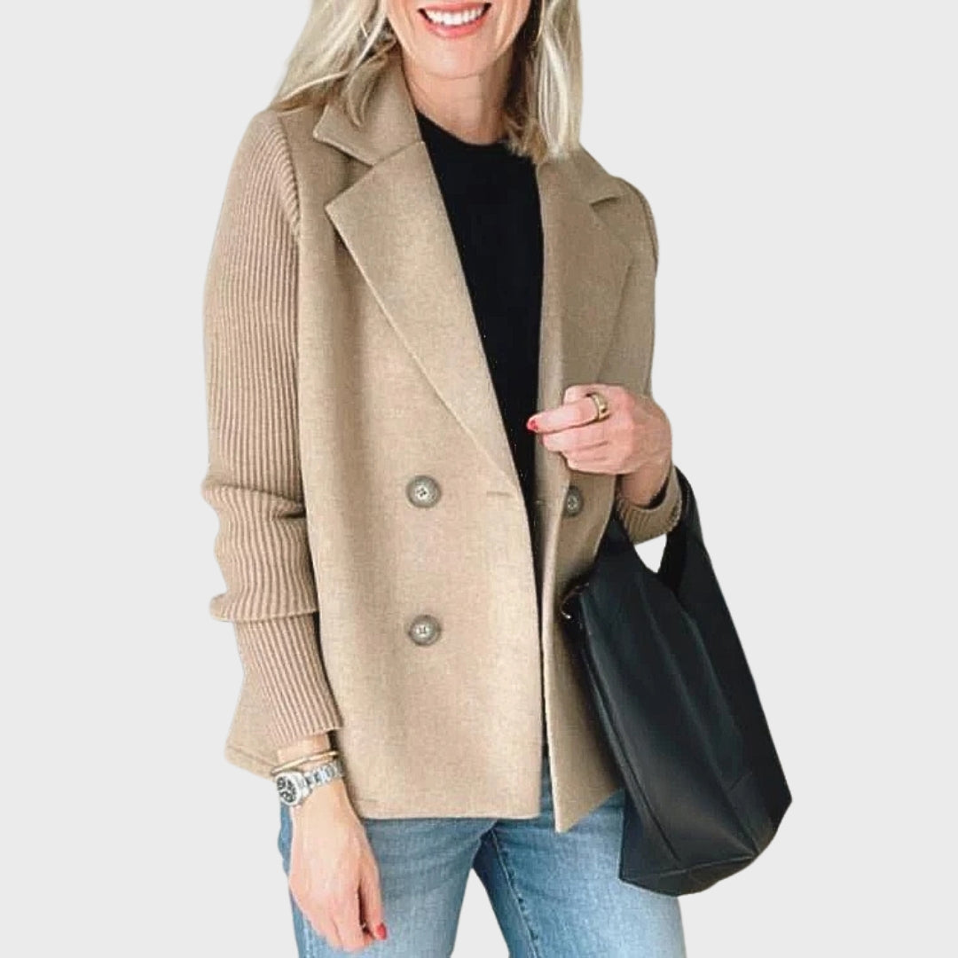 Ella | Elegant Autumn Knit-Sleeve Blazer