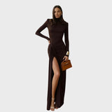 Rosalind | Classy Ruched Autumn Maxi Dress