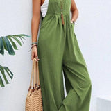 Women's Casual Loose Fit Jumpsuit – Sleeveless, Wide-Leg, Lightweight