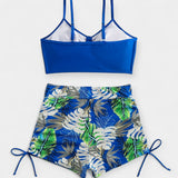 Isabella | High-Waisted Tropical Print Strappy Bikini