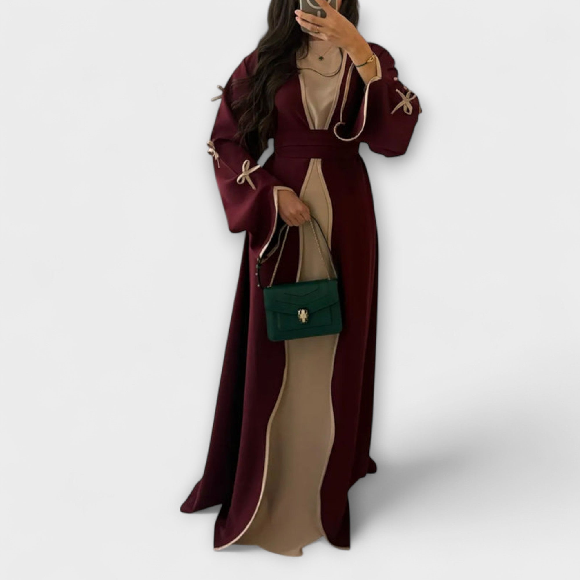 Ainsley | Luxurious Striped Cardigan Dress Ensemble