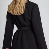 Women's Blazer - Tailored Fit - Wide Belted Waist - Structured Shoulders - Formal Wear