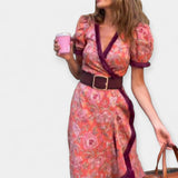 Alexandrina | Romantic Belted Satin Luxurious Dress