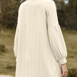 Women's stylish textured cardigan with lantern sleeves