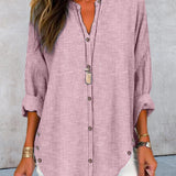 Striped button closure blouse for women