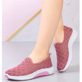 Women's Slip-On Shoes - Breathable Knit Upper - Lightweight Rubber Sole - Casual Comfort