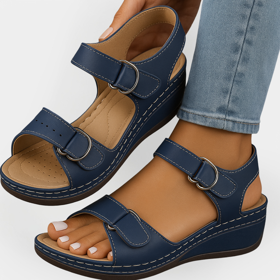 Morgan | Orthopaedic Leather Sandals Featuring Heel