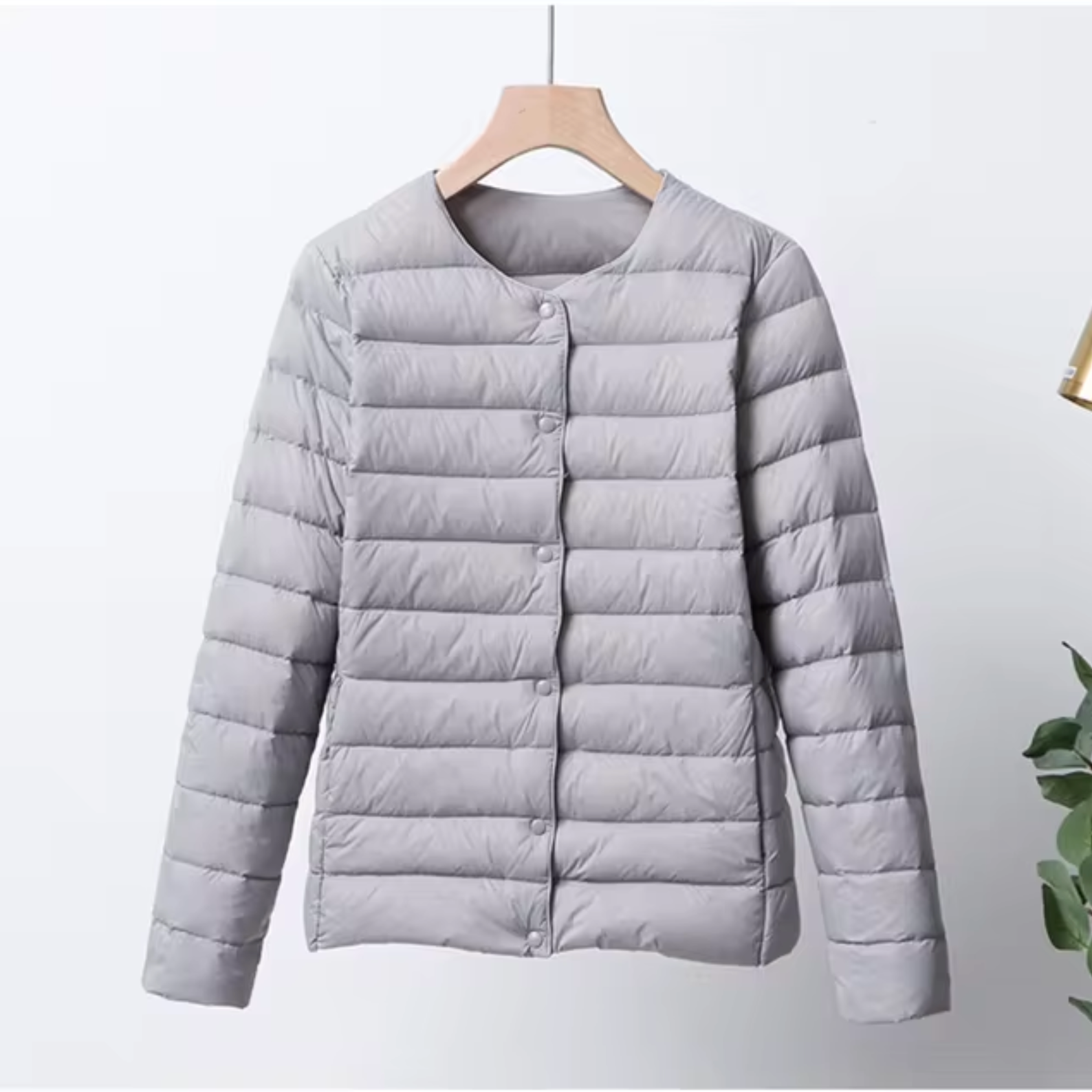 Women’s Down Jacket – Slim Fit – Lightweight Quilted – Collarless – Hip Length