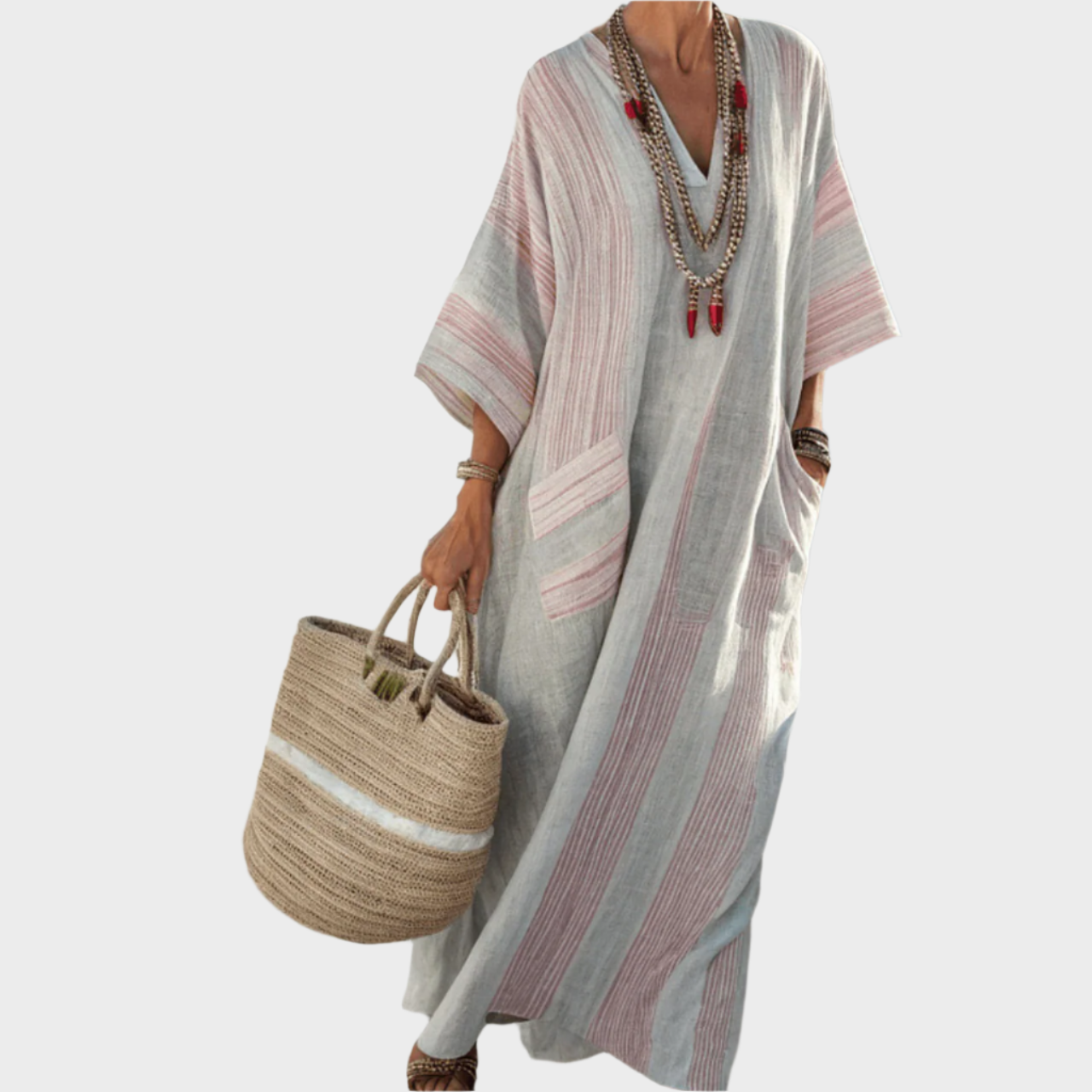 Alexandria | Kaftan With Stripes Oversized Pockets