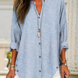 Striped button closure blouse for women