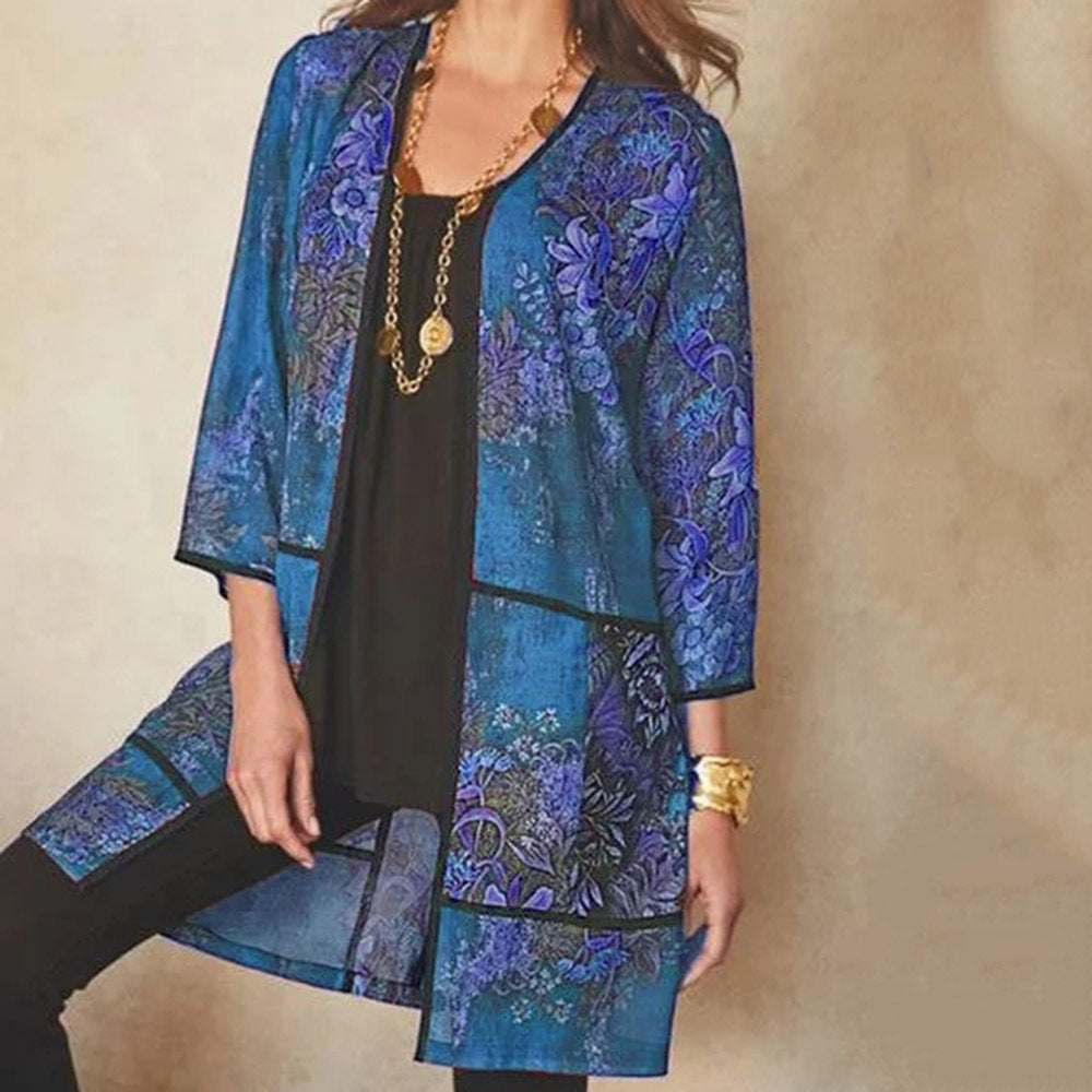 Women’s Tunic Blouse – Relaxed Fit – Sheer Breathable Fabric – 3/4 Sleeve – Printed Pattern