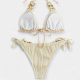 Alexandra | Striped Bikini Set With Embellishments