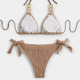 Alexandra | Striped Bikini Set With Embellishments