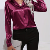 Luna - Satin Button-Up Blouse