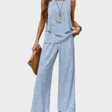 Arabella | Sleeveless Blouse and Patterned Trousers