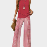 Arabella | Sleeveless Blouse and Patterned Trousers