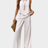 Arabella | Sleeveless Blouse and Patterned Trousers