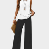 Arabella | Sleeveless Blouse and Patterned Trousers