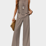 Arabella | Sleeveless Blouse and Patterned Trousers