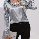 Luna - Satin Button-Up Blouse