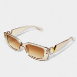 Retro Square Glasses Black Frame Gold V Detail Collection