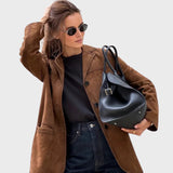 Millie | Elegant And Warm Jacket With Brown Suede Lapel