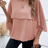 Layered blouse with batwing sleeves for women