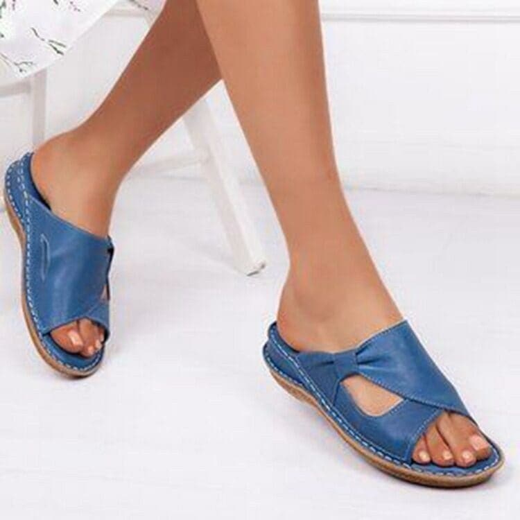 Women’s Sandals – Flat Heel – Slip-On Design – Cross-Strap Comfort Fit