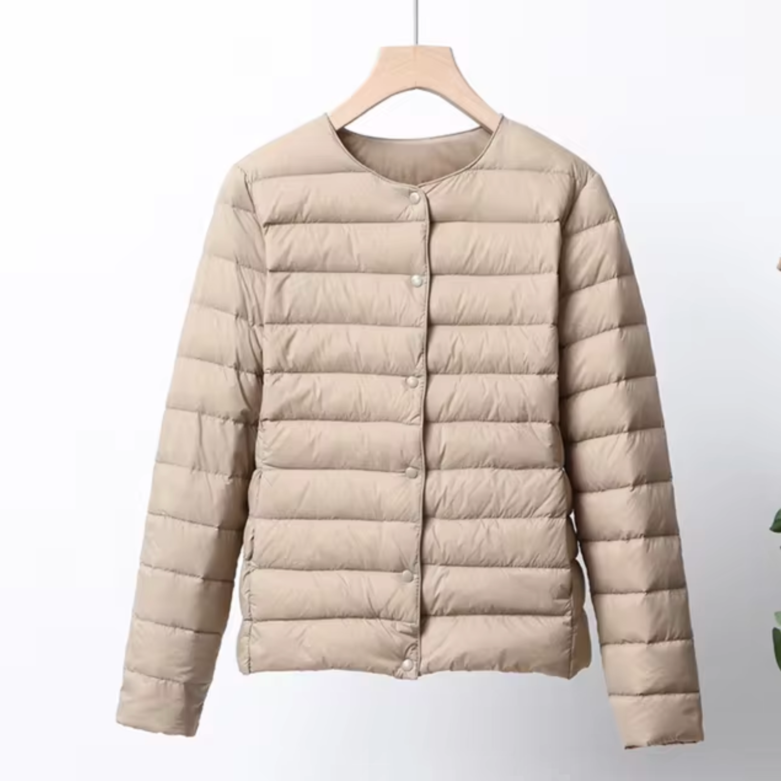 Women’s Down Jacket – Slim Fit – Lightweight Quilted – Collarless – Hip Length