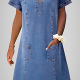 Sophie | Soft Denim Dress with Front Pockets