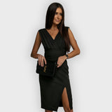 Portia | Elegant Draped Midi Dress