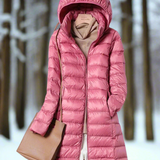 Women’s Long Padded Jacket – Regular Fit – Water-Repellent – Hooded Quilted Coat