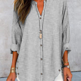 Striped button closure blouse for women