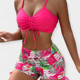 Isabella | High-Waisted Tropical Print Strappy Bikini