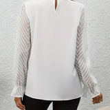 Sienna | Chic Pleated Top with Sheer Mesh Sleeves for Women