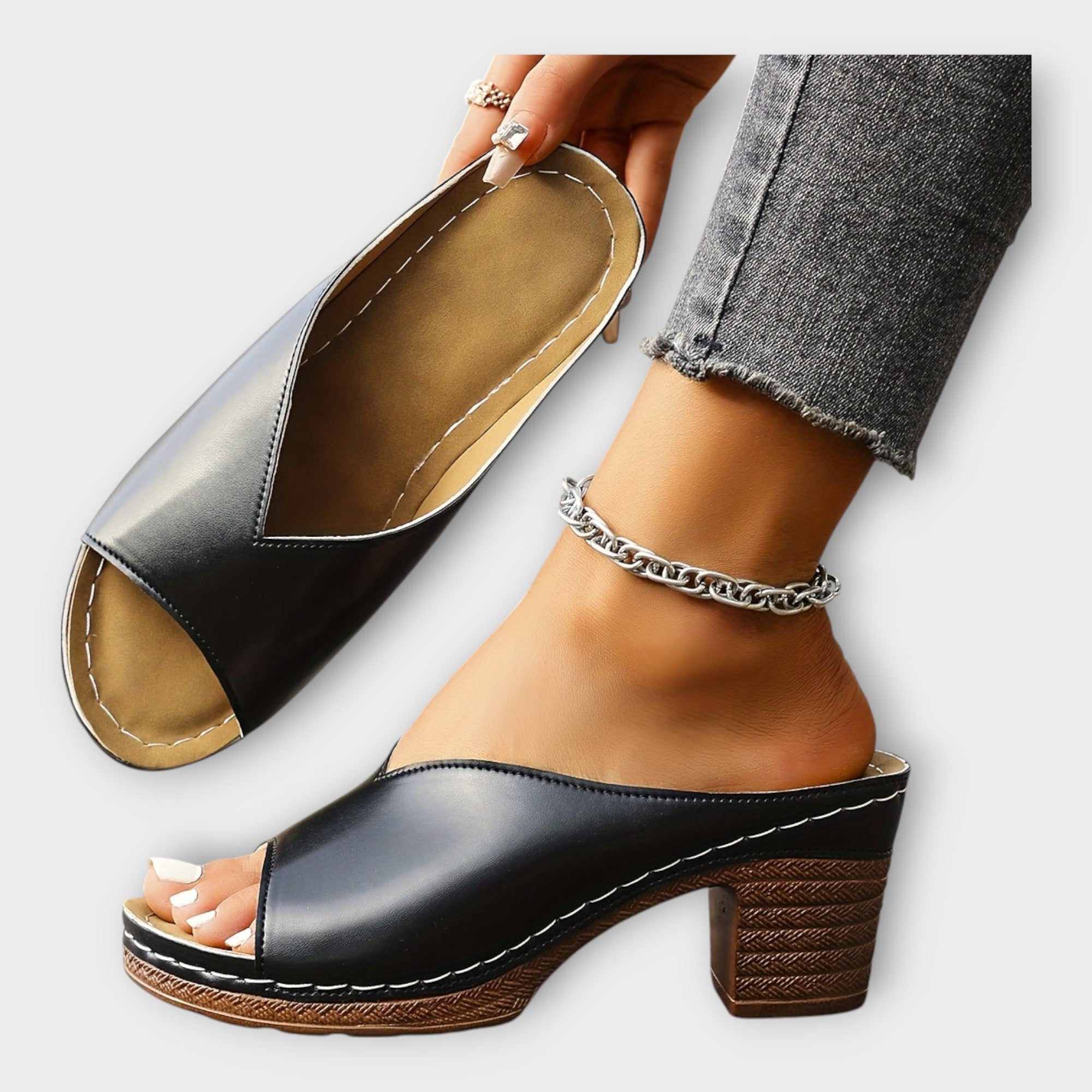 Jordan | All-Day Comfort Chunky-Heel Open-Back Sandals