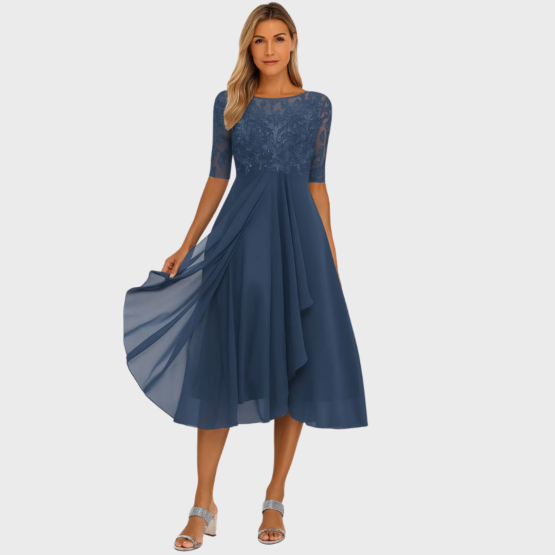Clementine – Elegant Lace and Chiffon Dress
