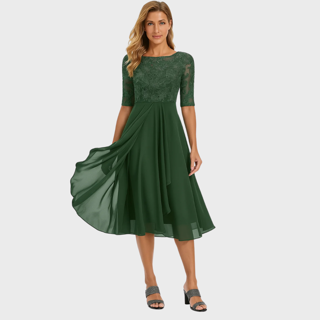 Clementine – Elegant Lace and Chiffon Dress