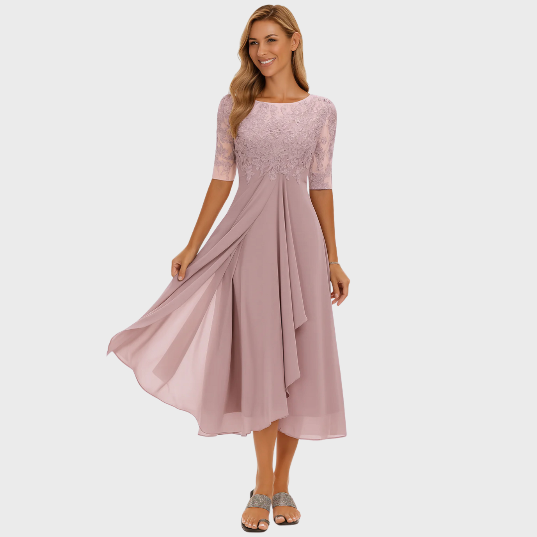 Clementine – Elegant Lace and Chiffon Dress