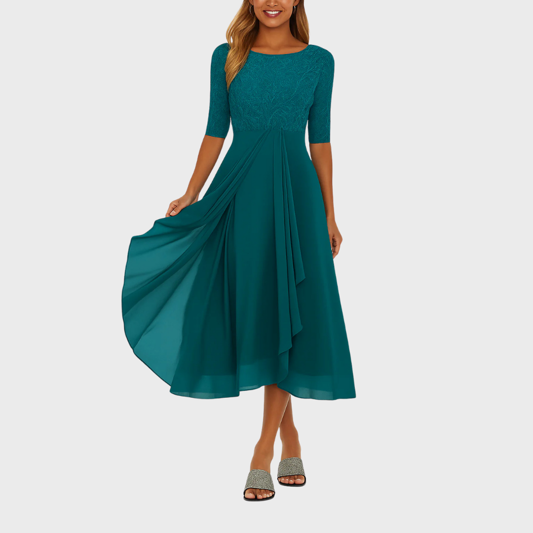 Clementine – Elegant Lace and Chiffon Dress