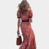 Alexandrina | Romantic Belted Satin Luxurious Dress