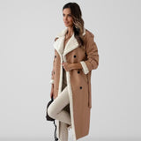 Women’s Full Length Coat – Oversized Fit – Shearling Lined – Double Breasted – Belted