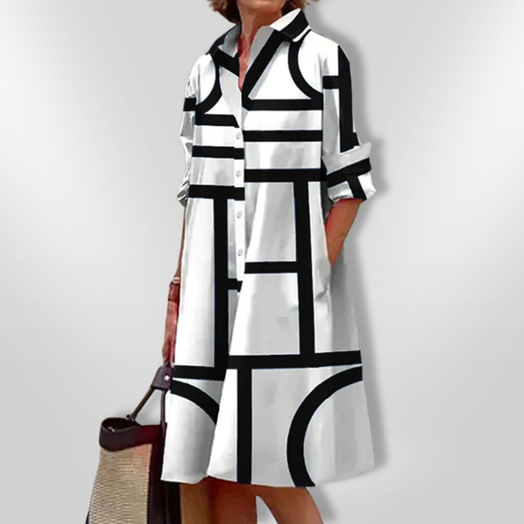 Alexandria | Midi Dress Featuring Geometric Pattern