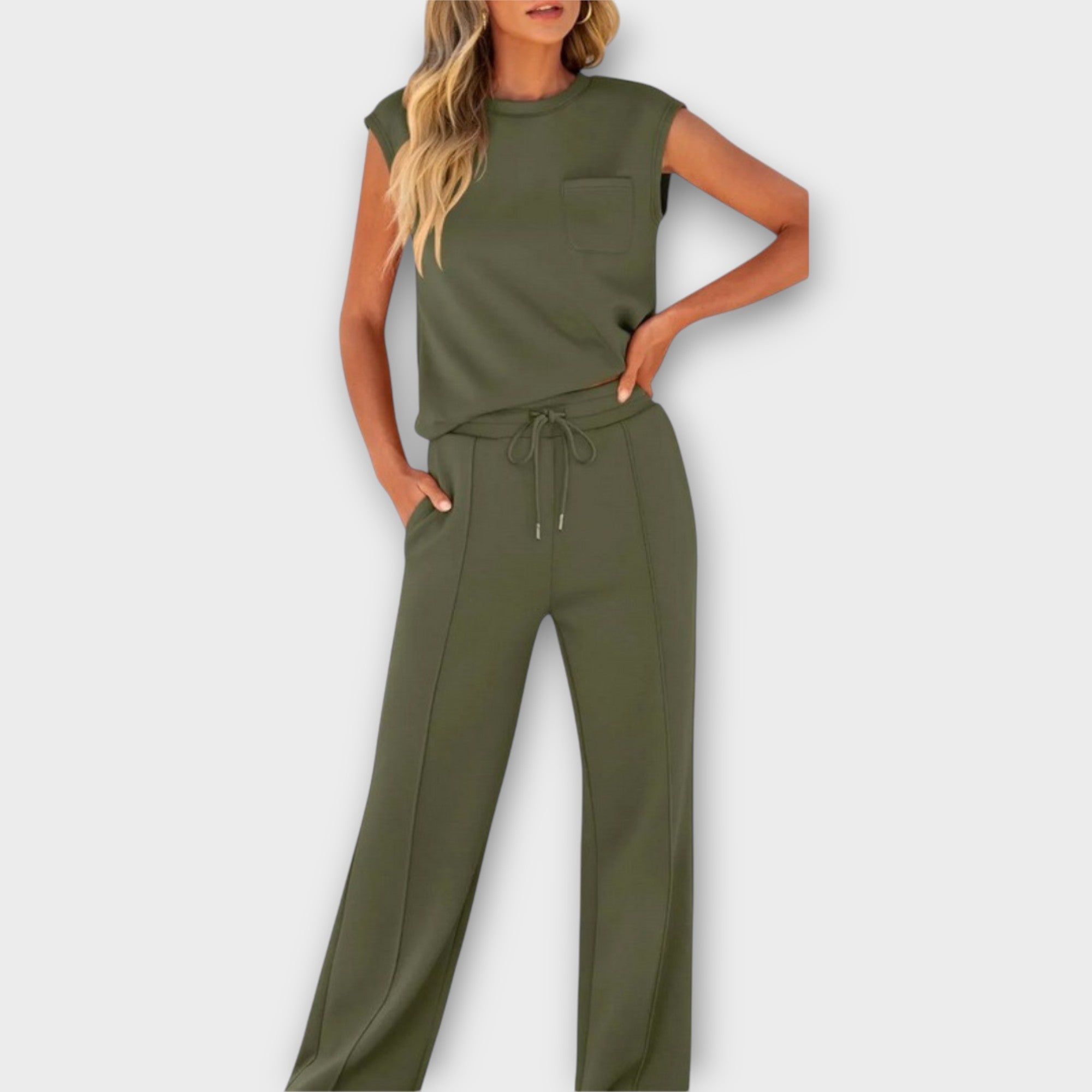 Alex | EnduringlyStylish Sleeveless Top Drawstring Trousers