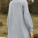 Women's stylish textured cardigan with lantern sleeves