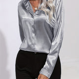 Luna - Satin Button-Up Blouse