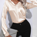 Luna - Satin Button-Up Blouse