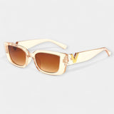 Retro Square Glasses Black Frame Gold V Detail Collection