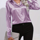 Luna - Satin Button-Up Blouse